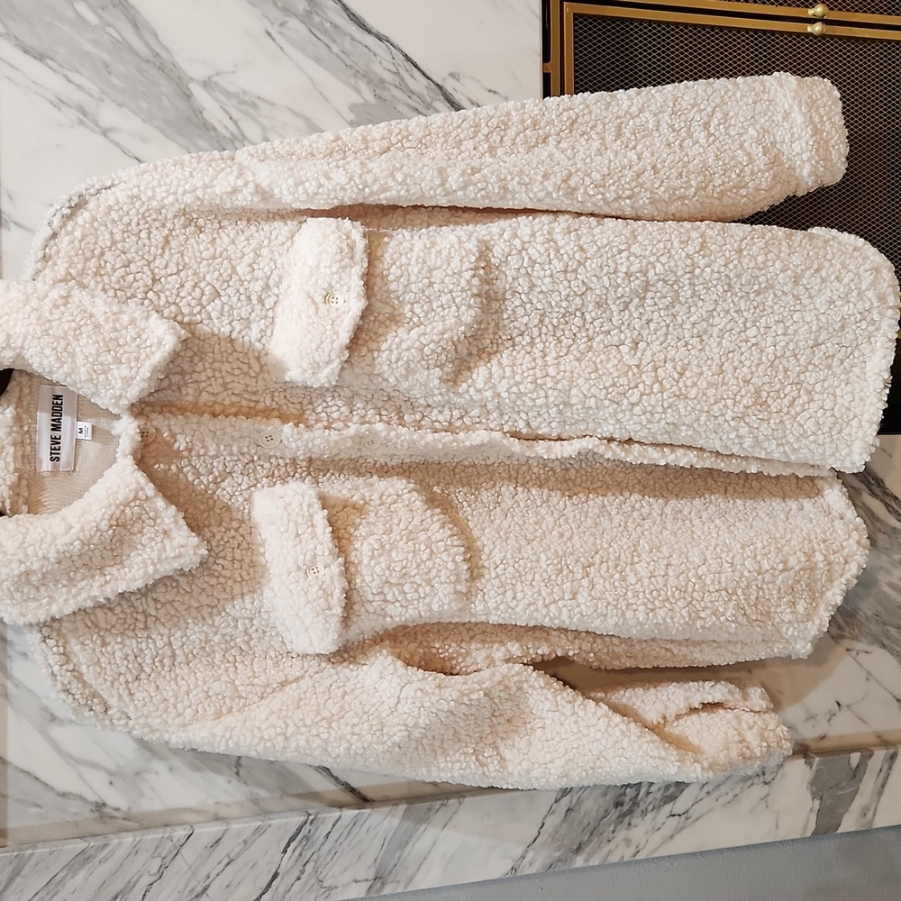 Steve Madden Off-White Sherpa Coat - Picture 10 of 10